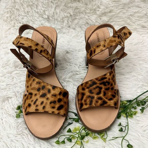Gianni Bini Marilane Animal Print Dyed Fur Slingback Open toe Sandals sz 9M - Picture 2 of 12